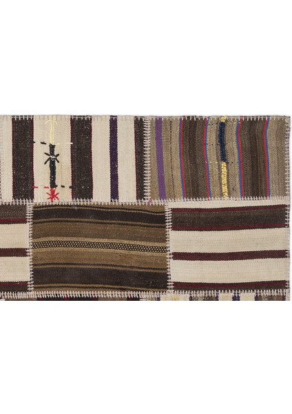 Teselya Bej Çizgili Etnik Modern Desenli Yün Hav Toz Vermez Leke Tutmayan Salon Yolluk Mutfak El Dokuma Halı modelleri