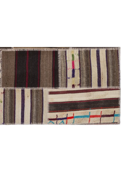 Teselya Bej Çizgili Etnik Modern Desenli Yün Hav Toz Vermez Leke Tutmayan Salon Yolluk Mutfak El Dokuma Halı indirimleri