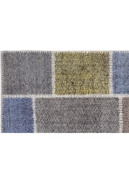 Teselya Gri Patchwork Etnik Modern Desenli Yün Hav Toz Vermez Leke Tutmayan Salon Yolluk Mutfak El Dokuma Halı fiyatları