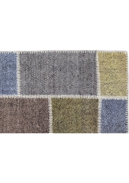 Teselya Gri Patchwork Etnik Modern Desenli Yün Hav Toz Vermez Leke Tutmayan Salon Yolluk Mutfak El Dokuma Halı modelleri