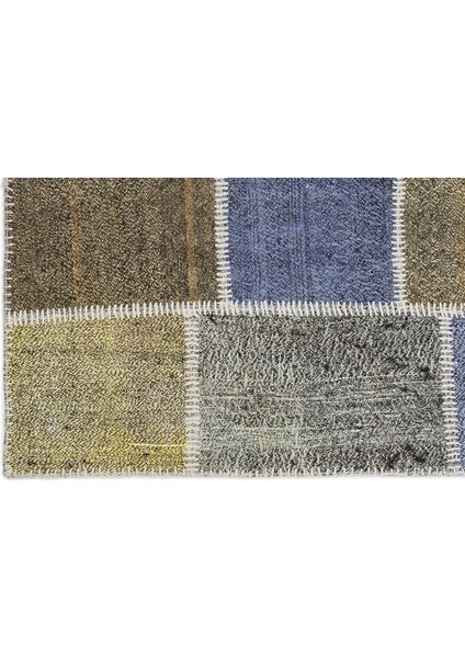 Teselya Gri Patchwork Etnik Modern Desenli Yün Hav Toz Vermez Leke Tutmayan Salon Yolluk Mutfak El Dokuma Halı fırsatları