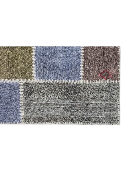 Teselya Gri Patchwork Etnik Modern Desenli Yün Hav Toz Vermez Leke Tutmayan Salon Yolluk Mutfak El Dokuma Halı indirimleri