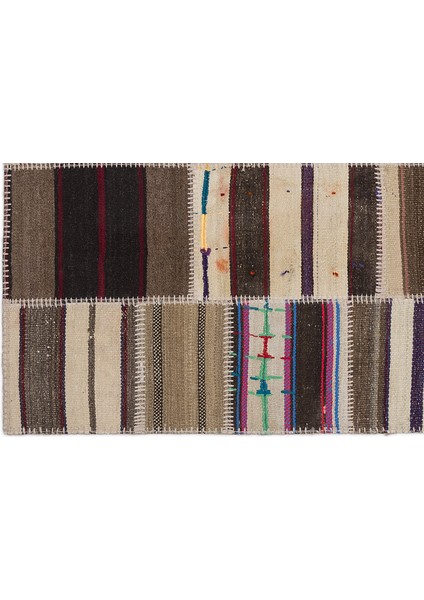 Teselya Bej Çizgili Etnik Modern Desenli Yün Hav Toz Vermez Leke Tutmayan Salon Yolluk Mutfak El Dokuma Halı fırsatları