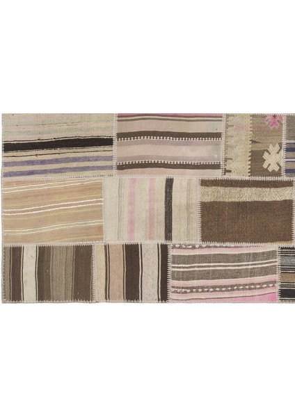 Teselya Bej Çizgili Etnik Modern Desenli Yün Hav Toz Vermez Leke Tutmayan Salon Yolluk Mutfak El Dokuma Halı fırsatları