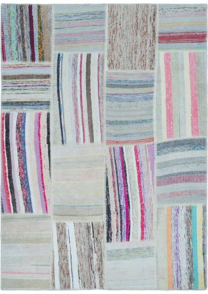 Teselya Bej Çizgili Etnik Modern Desenli Yün Hav Toz Vermez Leke Tutmayan Salon Yolluk Mutfak El Dokuma Halı