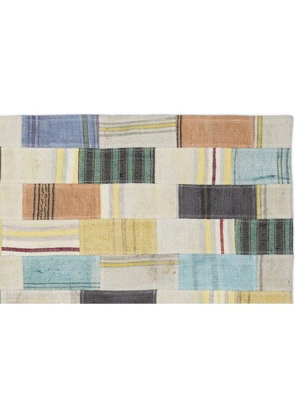 Teselya Bej Patchwork Etnik Modern Desenli Yün Hav Toz Vermez Leke Tutmayan Salon Yolluk Mutfak El Dokuma Halı modelleri