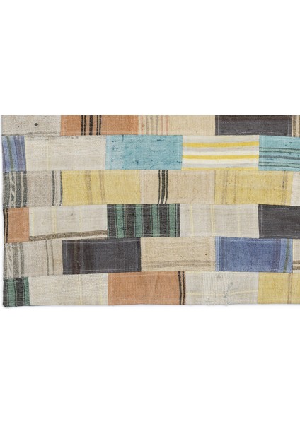 Teselya Bej Patchwork Etnik Modern Desenli Yün Hav Toz Vermez Leke Tutmayan Salon Yolluk Mutfak El Dokuma Halı fırsatları