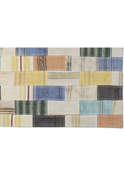 Teselya Bej Patchwork Etnik Modern Desenli Yün Hav Toz Vermez Leke Tutmayan Salon Yolluk Mutfak El Dokuma Halı indirimleri