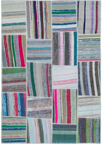 Teselya Bej Çizgili Etnik Modern Desenli Yün Hav Toz Vermez Leke Tutmayan Salon Yolluk Mutfak El Dokuma Halı