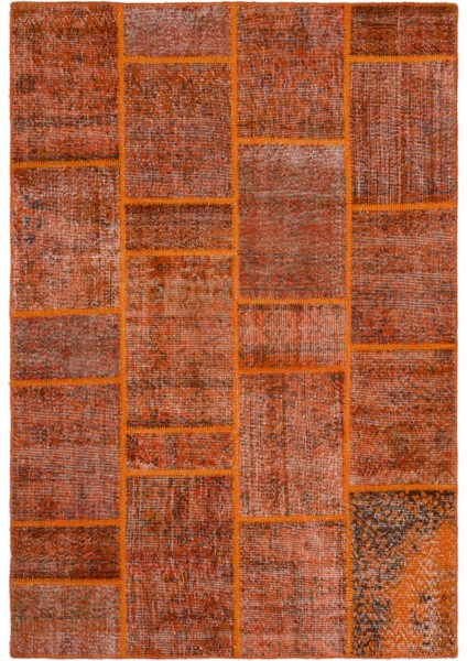 Iskece Turuncu Eskitme Etnik Modern Desenli Yün Hav Toz Vermez Leke Tutmayan Salon Yolluk Mutfak El Dokuma Halı