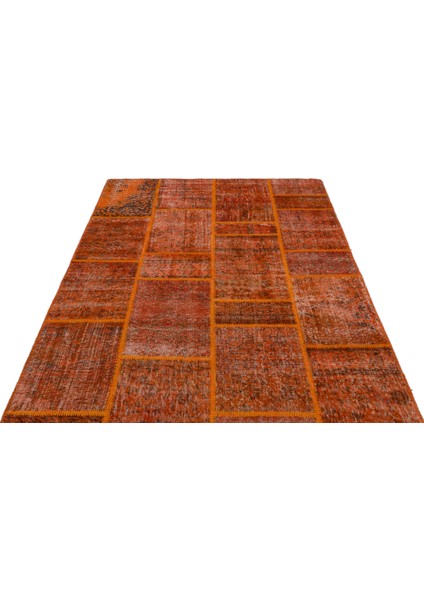 Iskece Turuncu Eskitme Etnik Modern Desenli Yün Hav Toz Vermez Leke Tutmayan Salon Yolluk Mutfak El Dokuma Halı modelleri