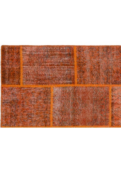Iskece Turuncu Eskitme Etnik Modern Desenli Yün Hav Toz Vermez Leke Tutmayan Salon Yolluk Mutfak El Dokuma Halı indirimleri