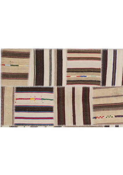 Teselya Bej Çizgili Etnik Modern Desenli Yün Hav Toz Vermez Leke Tutmayan Salon Yolluk Mutfak El Dokuma Halı fiyatları