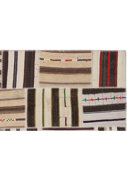 Teselya Bej Çizgili Etnik Modern Desenli Yün Hav Toz Vermez Leke Tutmayan Salon Yolluk Mutfak El Dokuma Halı modelleri