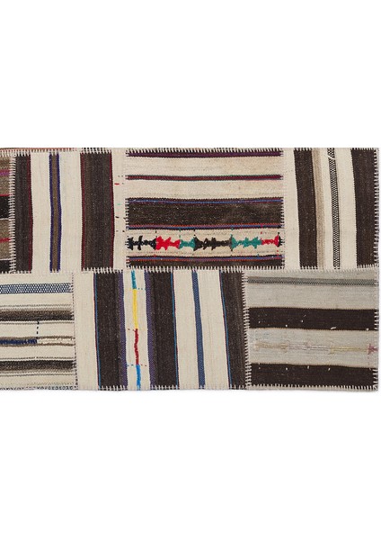 Teselya Bej Çizgili Etnik Modern Desenli Yün Hav Toz Vermez Leke Tutmayan Salon Yolluk Mutfak El Dokuma Halı indirimleri