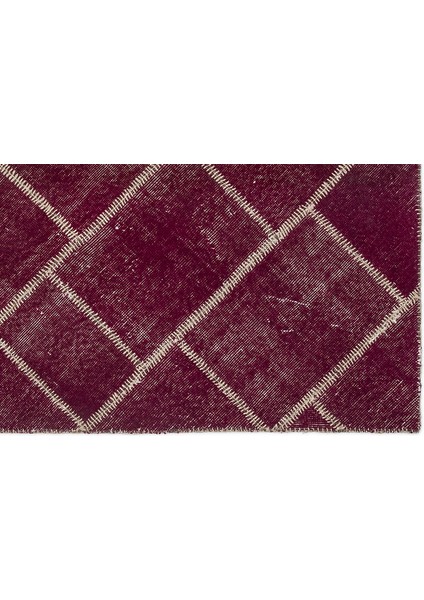 Teselya Bordo Patchwork Etnik Modern Desenli Yün Hav Toz Vermez Leke Tutmayan Salon Yolluk Mutfak El Dokuma Halı indirimleri