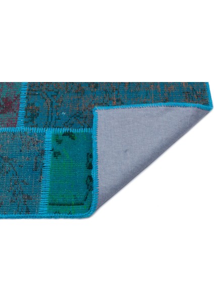 Iskece Turkuaz Eskitme Etnik Modern Desenli Yün Hav Toz Vermez Leke Tutmayan Salon Yolluk Mutfak El Dokuma Halı fiyatları