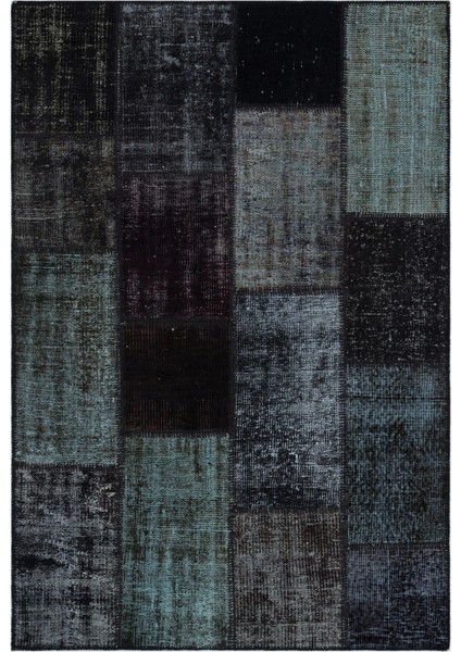 Iskece Siyah Eskitme Etnik Modern Desenli Yün Hav Toz Vermez Leke Tutmayan Salon Yolluk Mutfak El Dokuma Halı