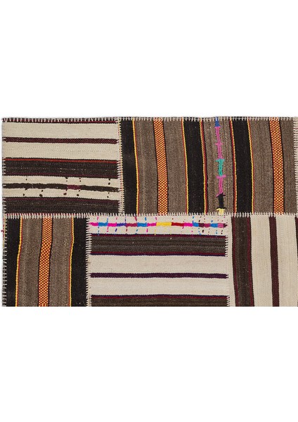 Teselya Kahverengi Çizgili Etnik Modern Desenli Yün Hav Toz Vermez Leke Tutmayan Salon Yolluk Mutfak El Dokuma Halı fiyatları