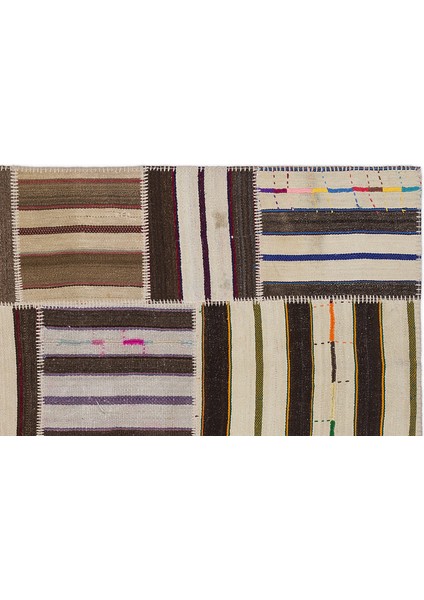 Teselya Kahverengi Çizgili Etnik Modern Desenli Yün Hav Toz Vermez Leke Tutmayan Salon Yolluk Mutfak El Dokuma Halı modelleri