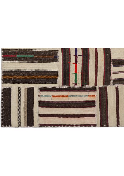 Teselya Kahverengi Çizgili Etnik Modern Desenli Yün Hav Toz Vermez Leke Tutmayan Salon Yolluk Mutfak El Dokuma Halı fırsatları