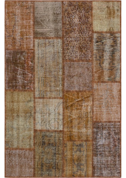 Iskece Kahverengi Eskitme Etnik Modern Desenli Yün Hav Toz Vermez Leke Tutmayan Salon Yolluk Mutfak El Dokuma Halı