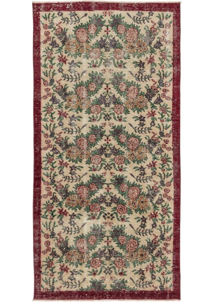 Teselya Beyaz Çiçekli Yün Modern Desenli Yün Hav Toz Vermez Leke Tutmayan Salon Yolluk Mutfak El Dokuma Halı