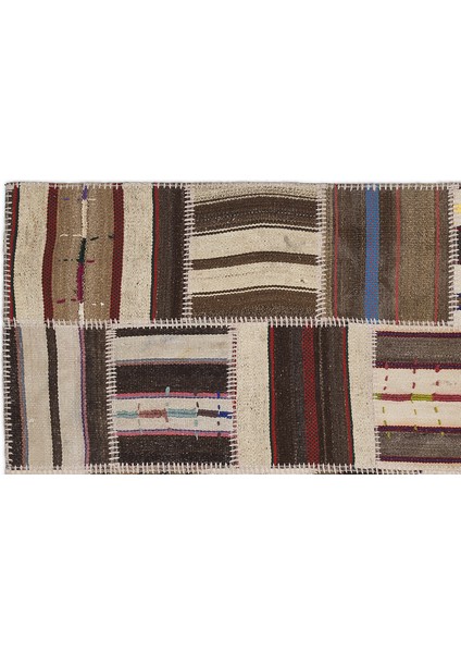 Teselya Bej Çizgili Etnik Modern Desenli Yün Hav Toz Vermez Leke Tutmayan Salon Yolluk Mutfak El Dokuma Halı fiyatları