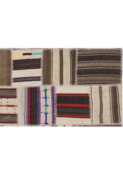 Teselya Bej Çizgili Etnik Modern Desenli Yün Hav Toz Vermez Leke Tutmayan Salon Yolluk Mutfak El Dokuma Halı modelleri