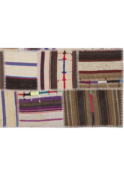 Teselya Bej Çizgili Etnik Modern Desenli Yün Hav Toz Vermez Leke Tutmayan Salon Yolluk Mutfak El Dokuma Halı indirimleri