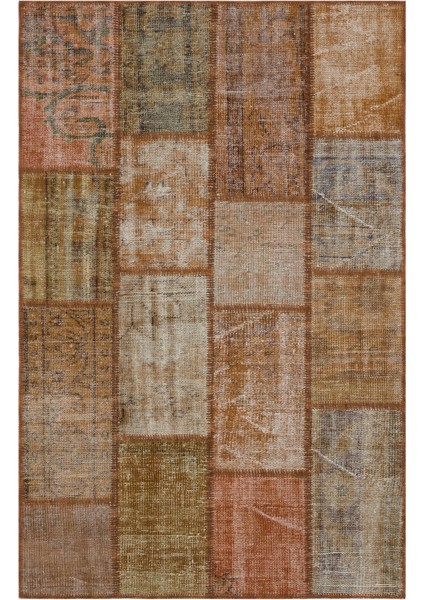 Iskece Kahverengi Eskitme Etnik Modern Desenli Yün Hav Toz Vermez Leke Tutmayan Salon Yolluk Mutfak El Dokuma Halı