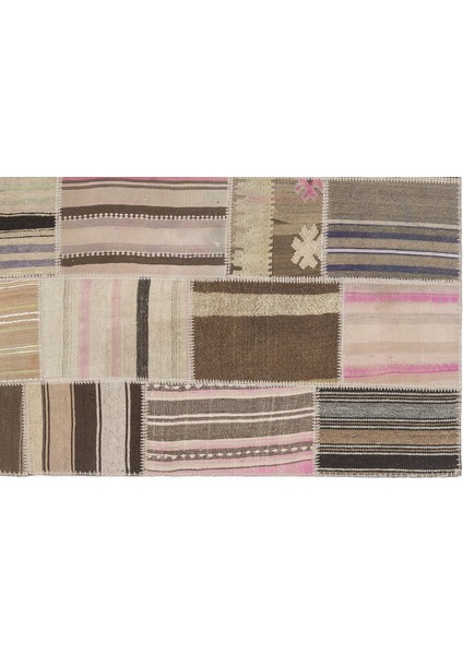 Teselya Bej Çizgili Etnik Modern Desenli Yün Hav Toz Vermez Leke Tutmayan Salon Yolluk Mutfak El Dokuma Halı indirimleri