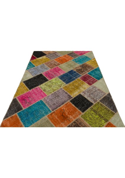 Iskece Bej Patchwork Etnik Modern Desenli Yün Hav Toz Vermez Leke Tutmayan Salon Yolluk Mutfak El Dokuma Halı modelleri