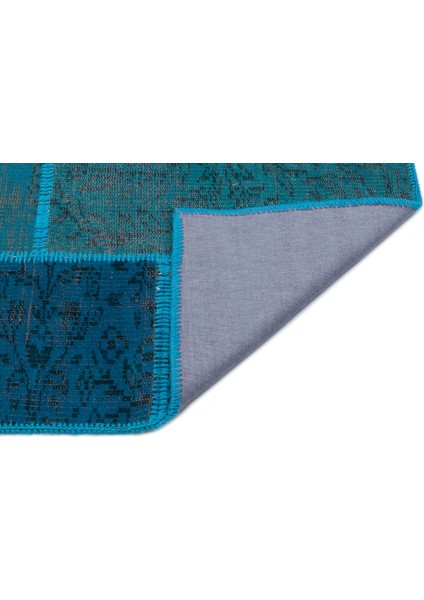 Iskece Turkuaz Eskitme Etnik Modern Desenli Yün Hav Toz Vermez Leke Tutmayan Salon Yolluk Mutfak El Dokuma Halı fiyatları