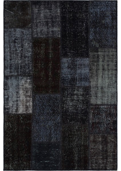 Iskece Siyah Eskitme Etnik Modern Desenli Yün Hav Toz Vermez Leke Tutmayan Salon Yolluk Mutfak El Dokuma Halı