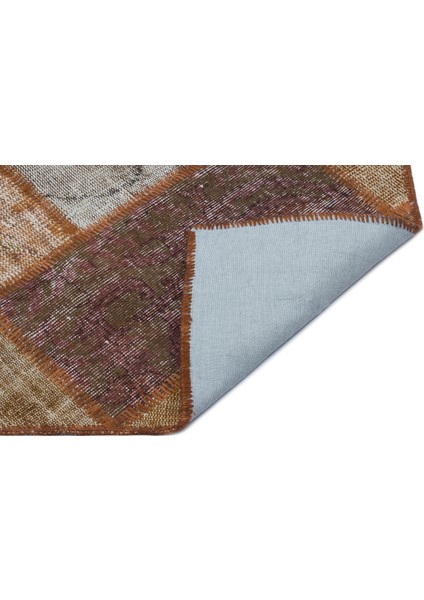 Kahverengi Patchwork Etnik Modern Desenli Yün Hav Toz Vermez Leke Tutmayan Salon Yolluk Mutfak El Dokuma Halı fiyatları