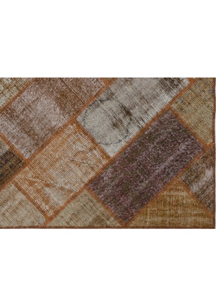 Kahverengi Patchwork Etnik Modern Desenli Yün Hav Toz Vermez Leke Tutmayan Salon Yolluk Mutfak El Dokuma Halı fırsatları