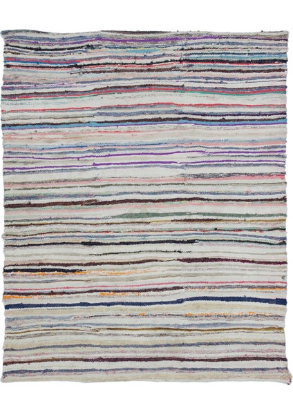 Girit Bej Çizgili Etnik Modern Desenli Yün Hav Toz Vermez Leke Tutmayan Salon Yolluk Mutfak El Dokuma Halı