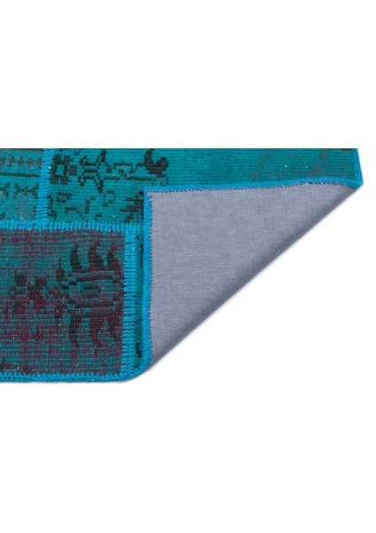 Iskece Turkuaz Eskitme Etnik Modern Desenli Yün Hav Toz Vermez Leke Tutmayan Salon Yolluk Mutfak El Dokuma Halı fiyatları