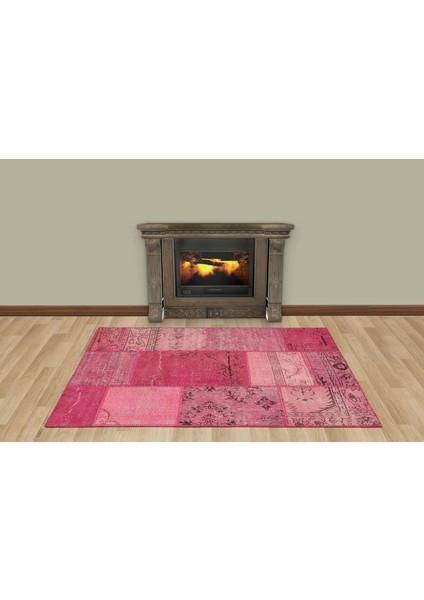 Pembe Eskitme Etnik Modern Desenli Yün Hav Toz Vermez Leke Tutmayan Salon Yolluk Mutfak El Dokuma Halı fırsatları