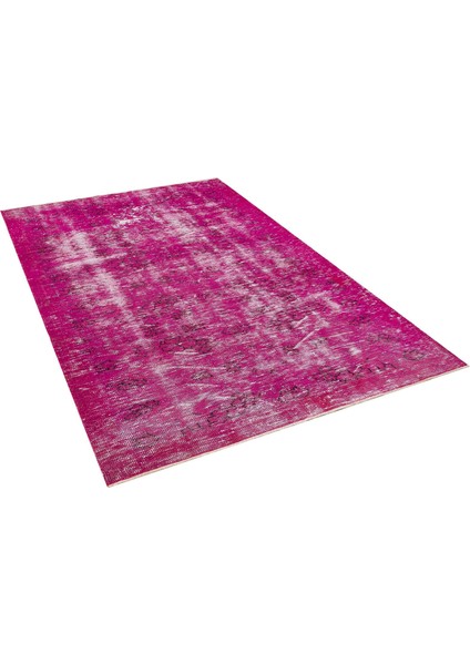 Pembe Eskitme Etnik Modern Desenli Yün Hav Toz Vermez Leke Tutmayan Salon Yolluk Mutfak El Dokuma Halı
