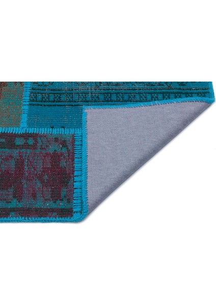 Iskece Turkuaz Eskitme Etnik Modern Desenli Yün Hav Toz Vermez Leke Tutmayan Salon Yolluk Mutfak El Dokuma Halı fiyatları