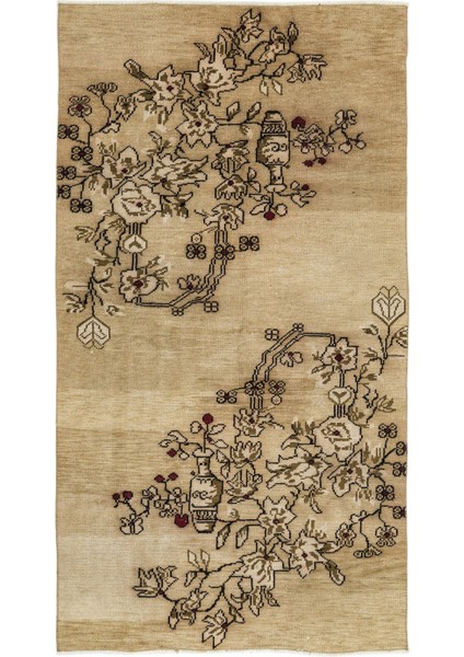 Teselya Bej Çizgili Yün Modern Desenli Yün Hav Toz Vermez Leke Tutmayan Salon Yolluk Mutfak El Dokuma Halı