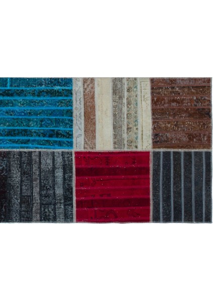 Kırmızı Patchwork Etnik Modern Desenli Yün Hav Toz Vermez Leke Tutmayan Salon Yolluk Mutfak El Dokuma Halı fırsatları