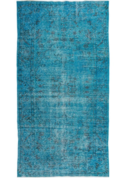 Atina Turkuaz Eskitme Yün Modern Desenli Yün Hav Toz Vermez Leke Tutmayan Salon Yolluk Mutfak El Dokuma Halı