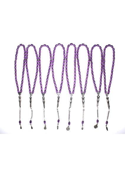 Oniks Taşı 8’li Cam Tesbih Seti - Hediyelik Aksesuar & Bujiteri & Mor