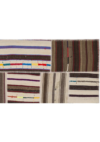 Teselya Bej Çizgili Etnik Modern Desenli Yün Hav Toz Vermez Leke Tutmayan Salon Yolluk Mutfak El Dokuma Halı modelleri