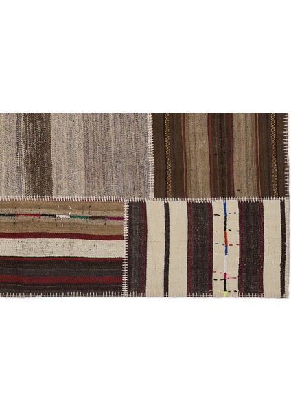 Teselya Bej Çizgili Etnik Modern Desenli Yün Hav Toz Vermez Leke Tutmayan Salon Yolluk Mutfak El Dokuma Halı indirimleri