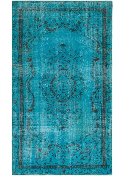 Atina Mavi Eskitme Yün Modern Desenli Yün Hav Toz Vermez Leke Tutmayan Salon Yolluk Mutfak El Dokuma Halı