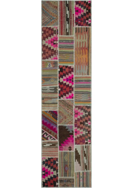 Teselya Mavi Patchwork Yün Modern Desenli Yün Hav Toz Vermez Leke Tutmayan Salon Yolluk Mutfak El Dokuma Halı